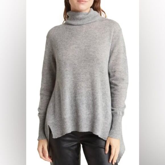 Skull Cashmere Turtleneck Long Sleeve Cashmere Sweater Gray Medium - Picture 1 of 9